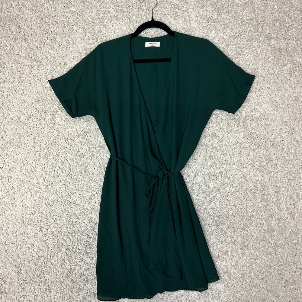 Babaton Aritzia Wallace Wrap Mini Dress Womens Small Green Casual Career Preppy